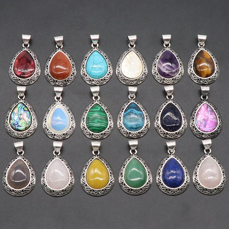 Natural crystal agate Pendant Water Drop Shaped Agates Stone Pendant Charms for Jewelry Making Diy Bracelet Earrings Accessories