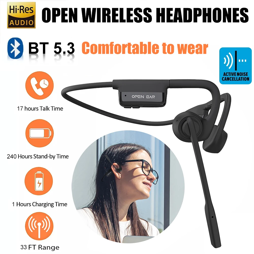 Bone Conduction Bluetooth Headphones Wireless Bluetooth Headset Gamer headphone Fast Charging Work Earphone with Microphone