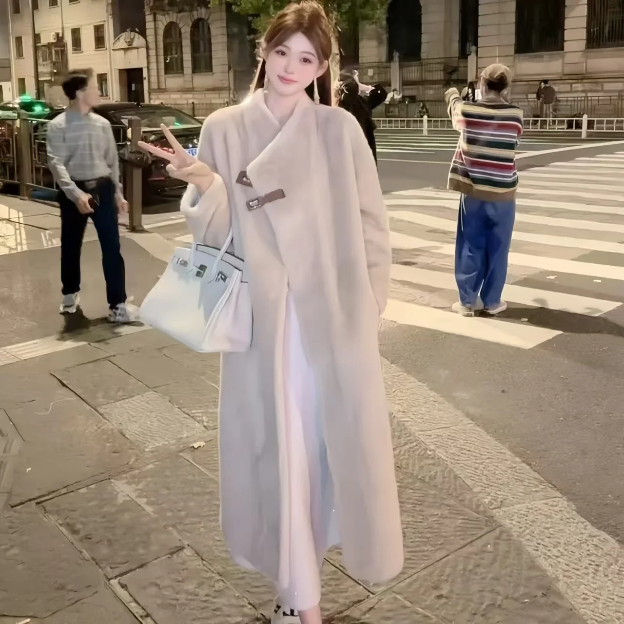 여성용 인조 밍크 모피 코트, 싱글 단추 재킷, 고품질 오버코트, 여성 의류, 두껍고 따뜻함, 신상, 겨울, 2025