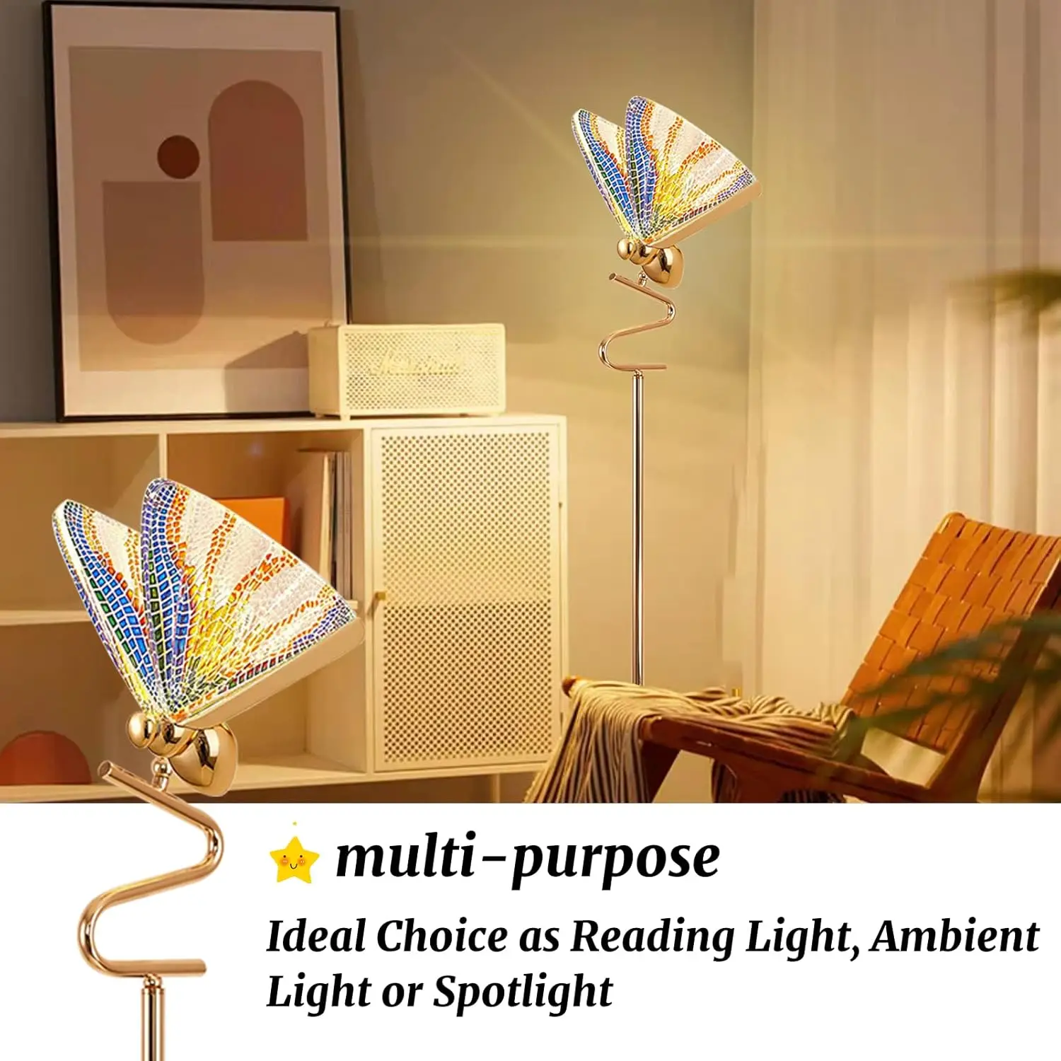 Gouden Vlinder, Decoratief Ganzenhals Ontwerp, 12W Led Staande Hoge Lamp Voor Woonkamer