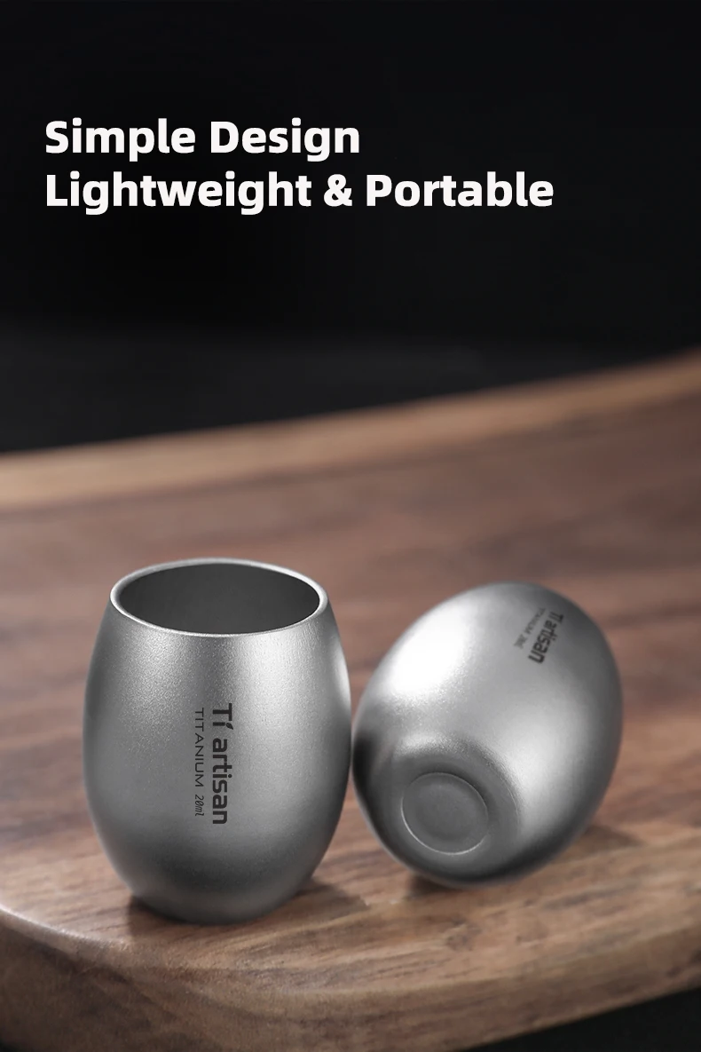 Tiartisan 20ml Titan Mini-Sake-Becher Ultraleichter Runder Weißwein-Becher für Outdoor-Camping Picknicks Taschen-Teebecher Trinkgefäß – Detail 7