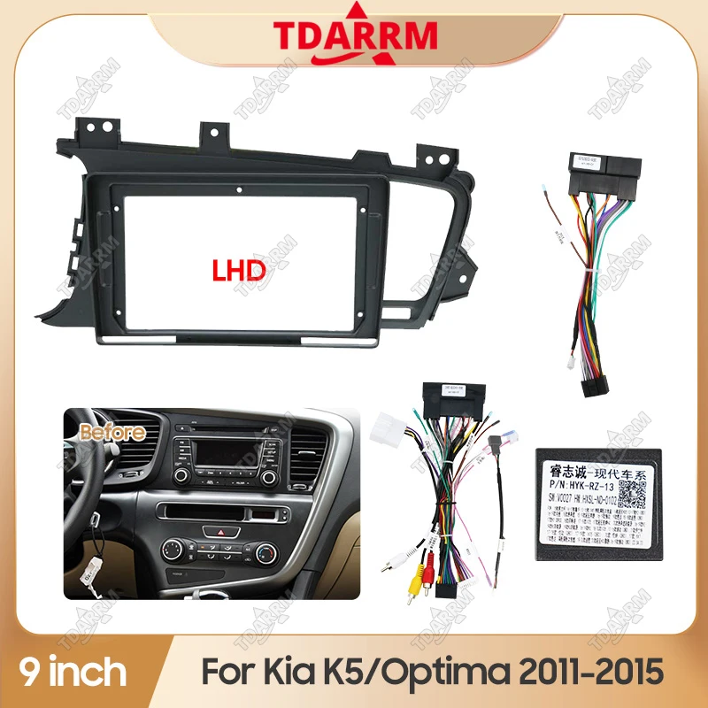 Radio para Auto Android de 9 Pulgadas para Kia K5/Optima 2011-2015, Pantalla Estéreo, Reproductor Multimedia de Video, Navegación, Marco de Montaje (LHD)