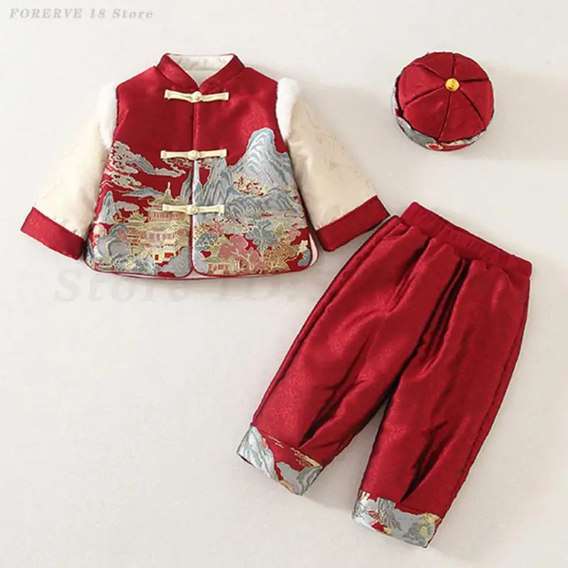 어린이 남아 여아 탕복 어린이 신년 의상 중국 춘절 동양 한복 아기 한 살 사진 촬영 의상