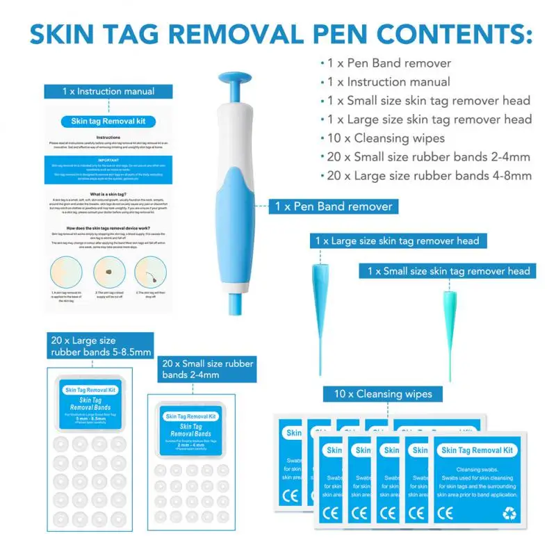 2 In1 Painless Auto Skin Tag Mole Removal Kit Cleaning Tools Face Skin Care Body Dot Treatments Remover Beauty Health