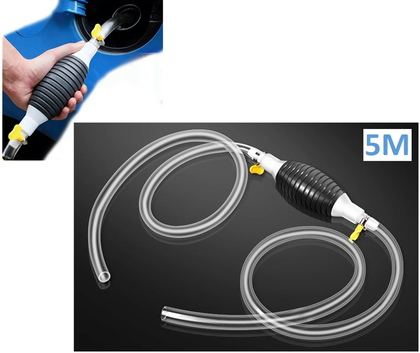 Bomba manual de manguera de sifón de gasolina portátil 5m