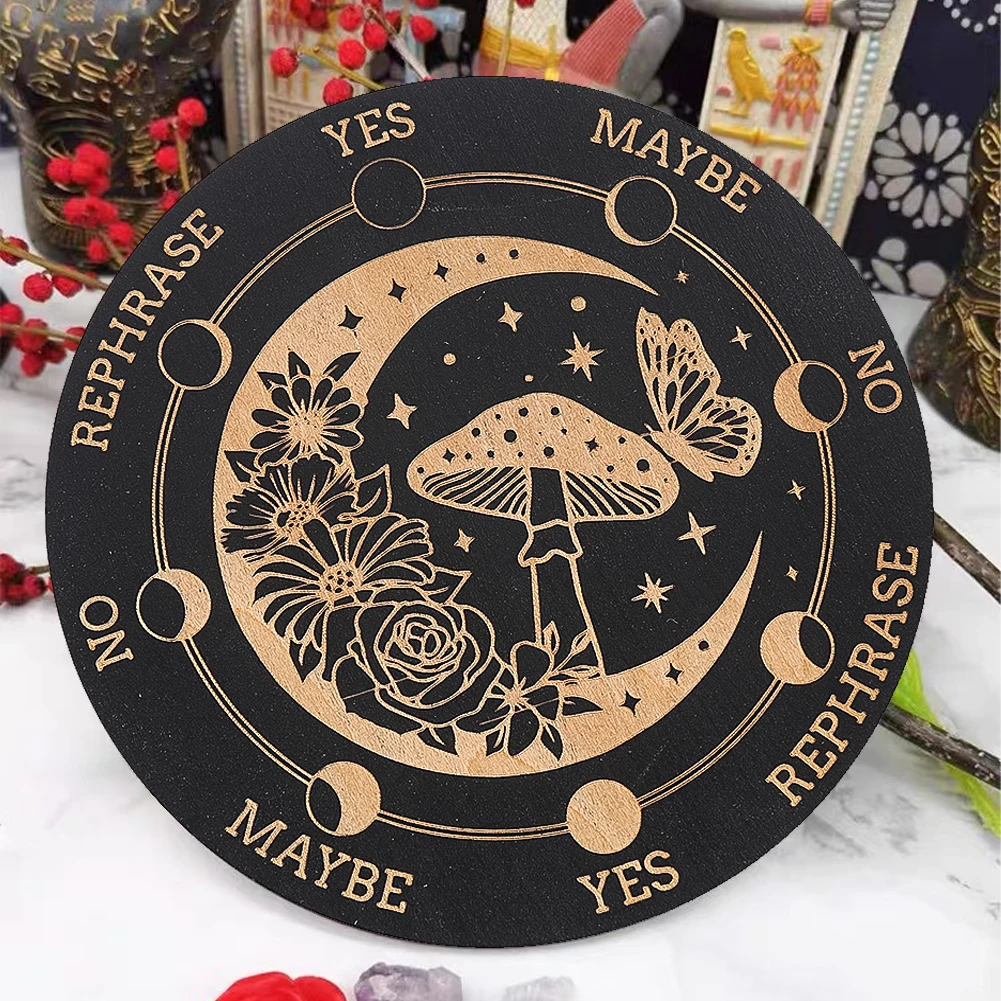 15cm Crystal Grid Display Board Butterfly Flower Mushroom Pattern Stand Energy Crystal Base Sacred Tary Plate Art Home Decor