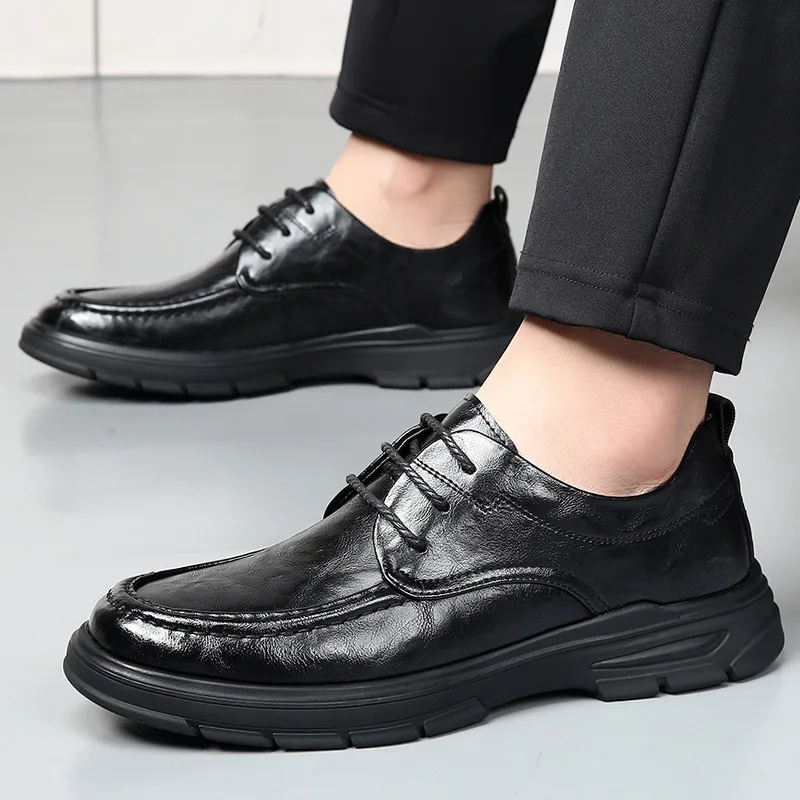 

Men Dress Shoes Business British Style Leather Shoes for Men Comfortable Round Head Social Shoe Male Black Casual Wedding Shoes