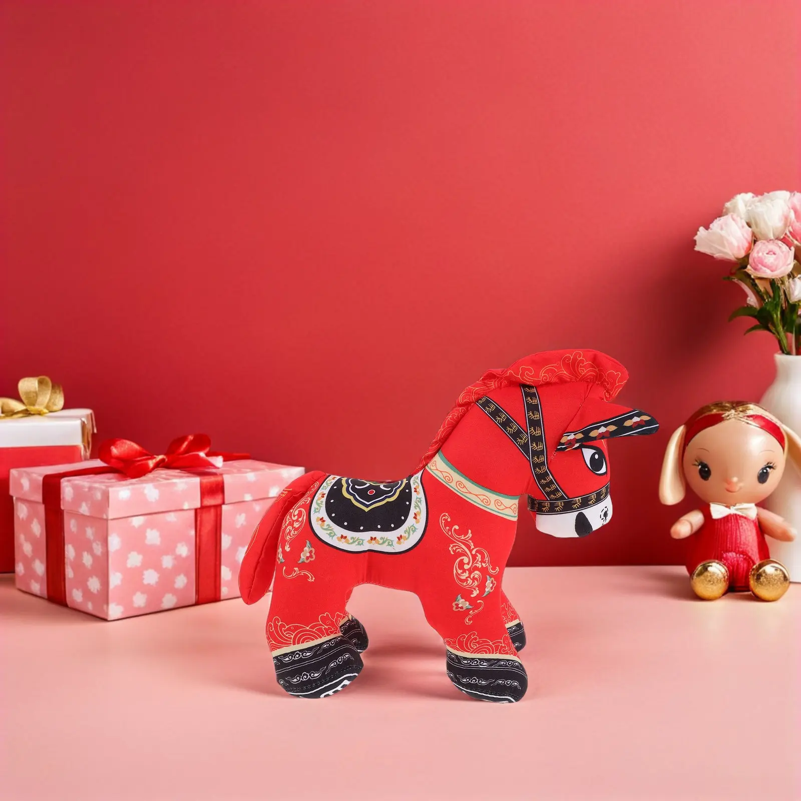 

Мягкая игрушка-талисман «Лошадь» по китайскому зодиаку 2026 года, декор для празднования Лунного Нового года, мягкий и удобный, для дома, офиса, вечеринок, в подарок