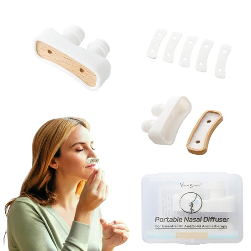 

Soft Silicone Portable Nose Aromatherapy Inhaler Tube With 5pcs Unscented Cotton Wicks Pads Essential Oil Herbal Nasal Inhaler