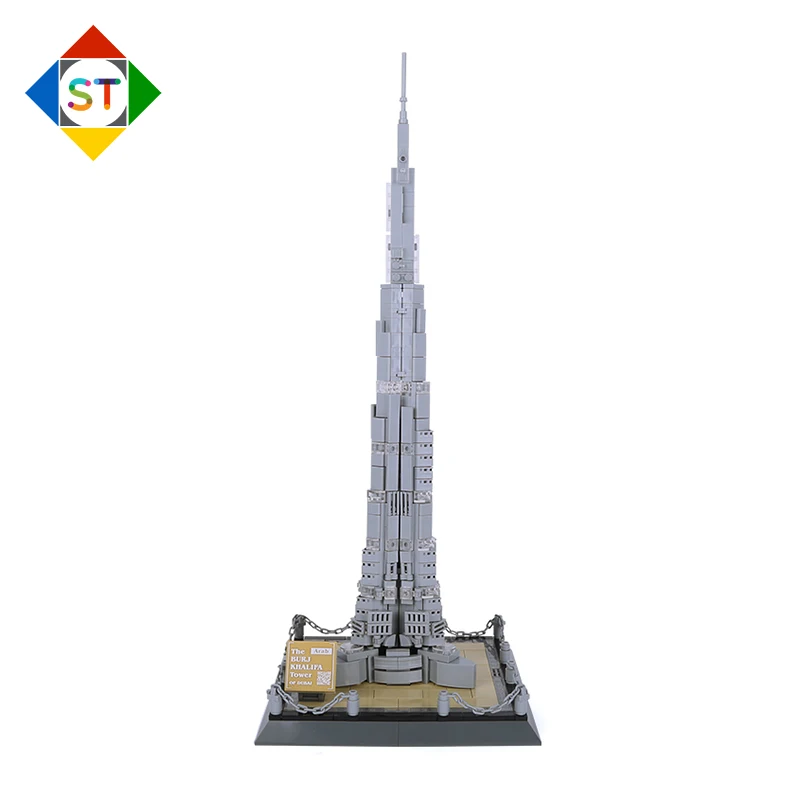 580Pcs Bricks World Architeture Designer 1/20 Burj Khalifa Tower Model Building Blocks/Education Toy For Kids Adult Boy Gifts