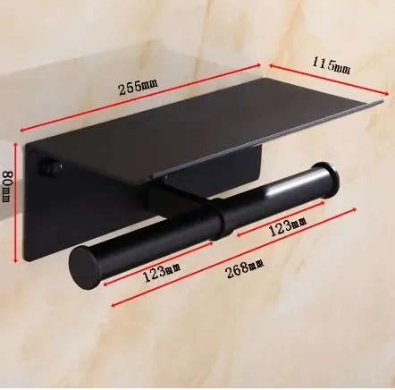 Multi-Functional Toilet Roll Paper Holder with Shelf Wall Mounted Double Roll Tissue Holder Dispenser Bathroom Gold - Image 6