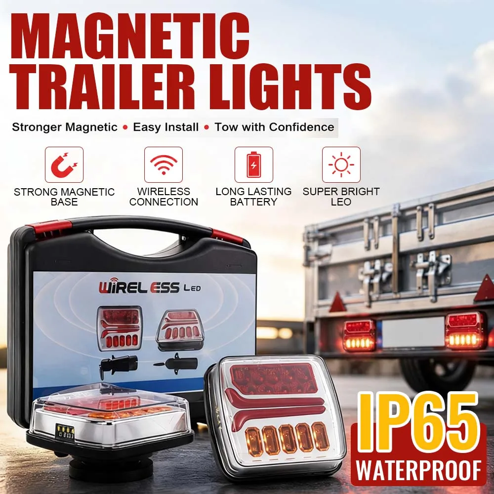  12V/24V Wireless Magnetic LED Taillight Trailer Tail Light IP65 Waterproof Dustproof Fast Charging Brake Reverse Multifunction