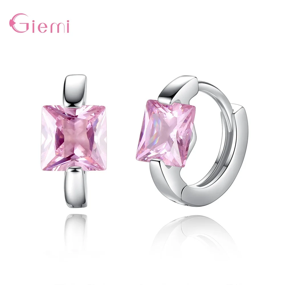 Cute Temperament 925 Sterling Silver Cubic Zirconia Hoop Earring Women Girl Fashion Trendy Jewelry Oorbellen Ornament