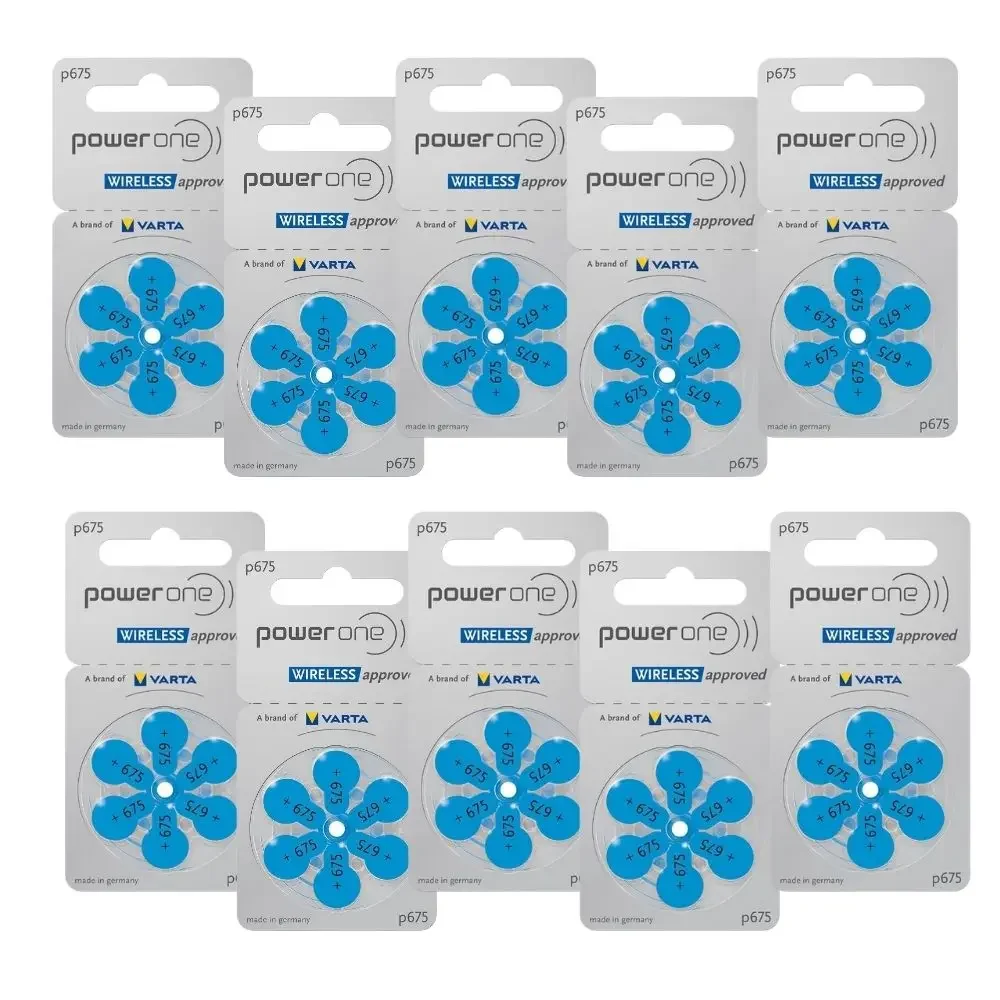 60 PCS NEW Zinc Air 1.45V powerone P675 Zinc Air Hearing Aid Batteries 675A A675 675 PR44 Hearing Aid Battery for BTE CIC RIC OE