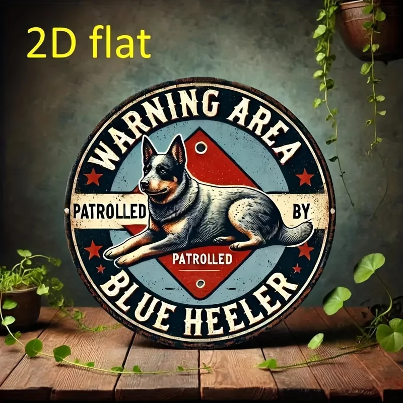 [JIT]Vintage Blue Heeler Dog Metal Wall Art Sign, 8x8 Inch Aluminum, Waterproof& Weather-Resistant Rustic Decor for Bedroom, Kit