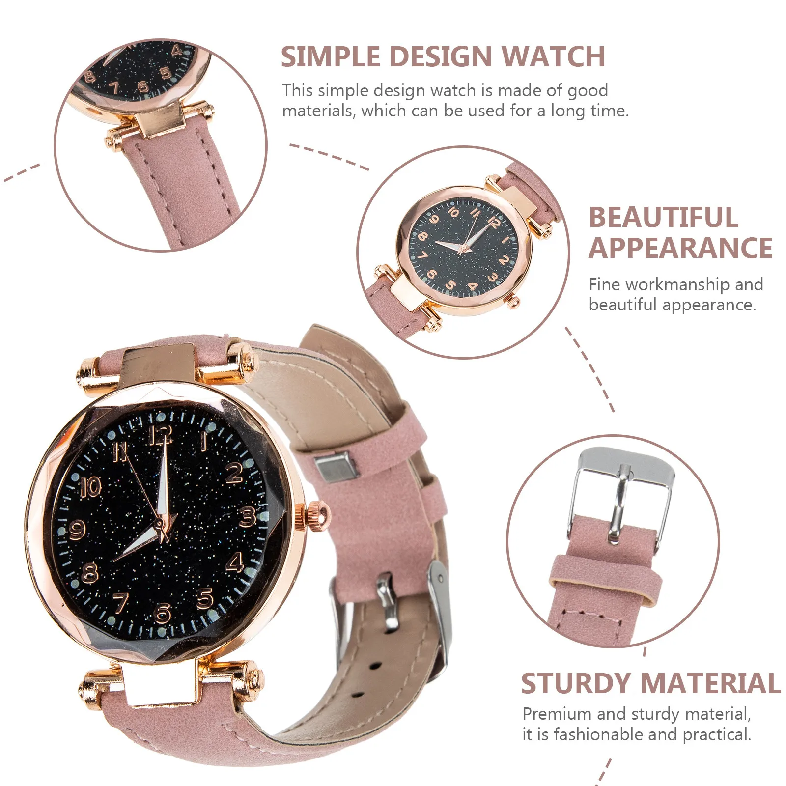 Women Quartz Watch Stylish Simple Design -Resistant Material Soft Comfortable Strap Versatile for School Meeting