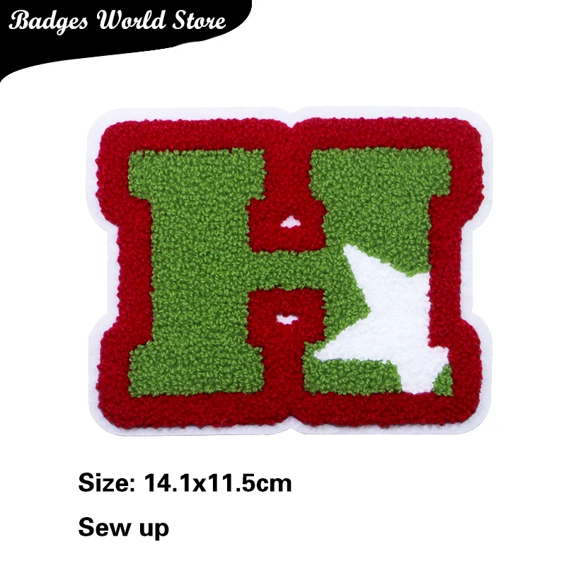 Letter A M B Heart-shaped Bear Chenille Icon Towel Embroidery Applique Patches For Clothing DIY Iron on Badges on the Backpack