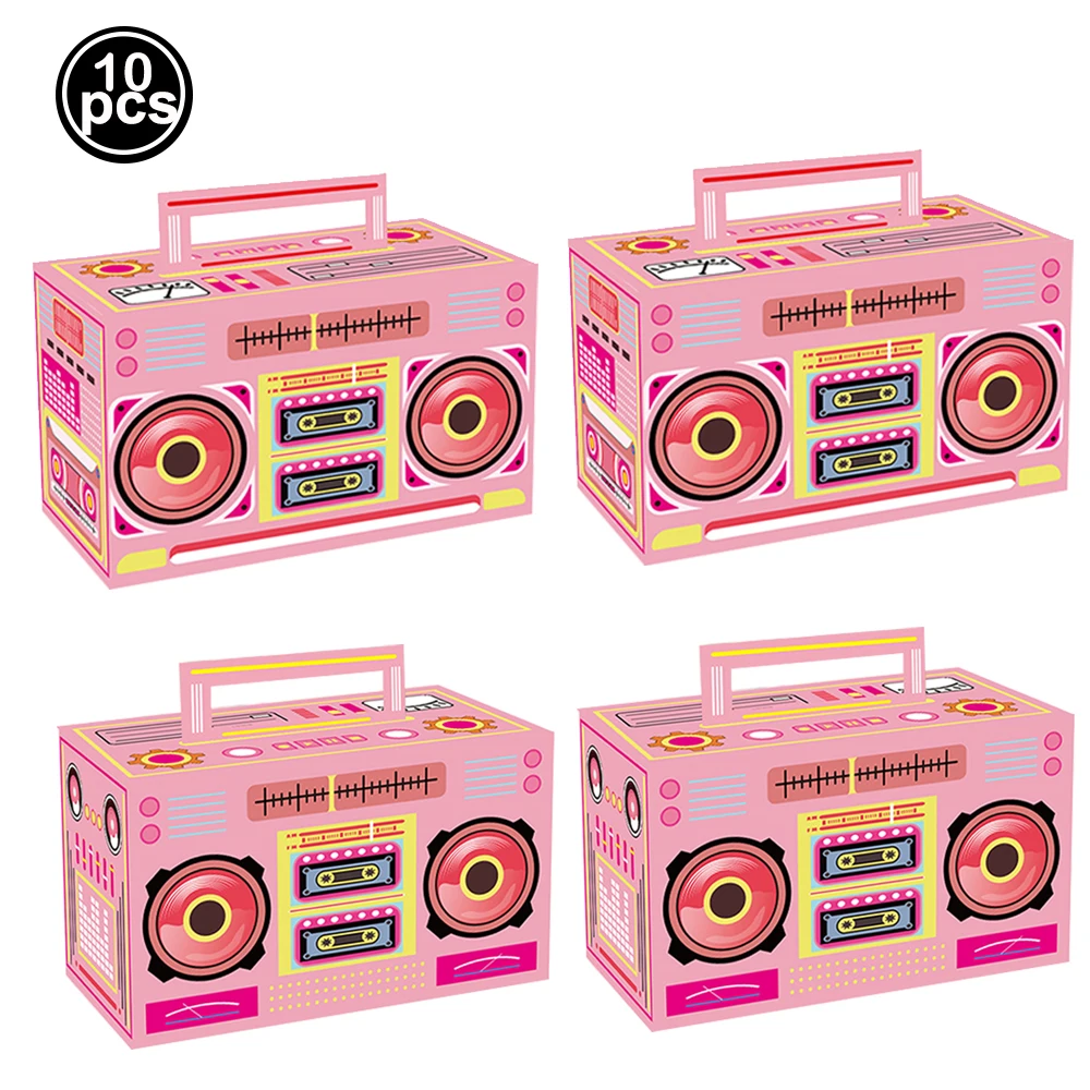 10/30/50pcs Paper Cassette Tape Buckets Candy Cookies Gifts Boxes 80s 90s Retro Disco Music Party Hip Hop Party Decor Supplies