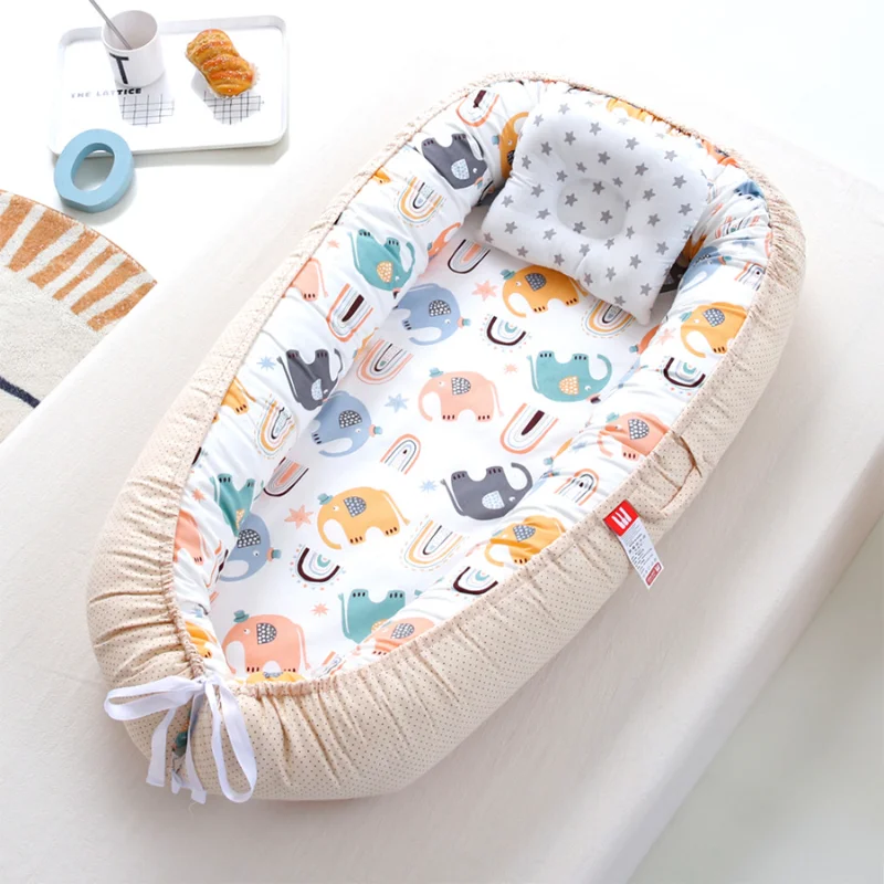 Portable Outdoor Crib Travel Bed Folded Nest Bed for Babies Infant Toddler Cotton Cradle Bed in Bed for Newborn Bassinet Bumper