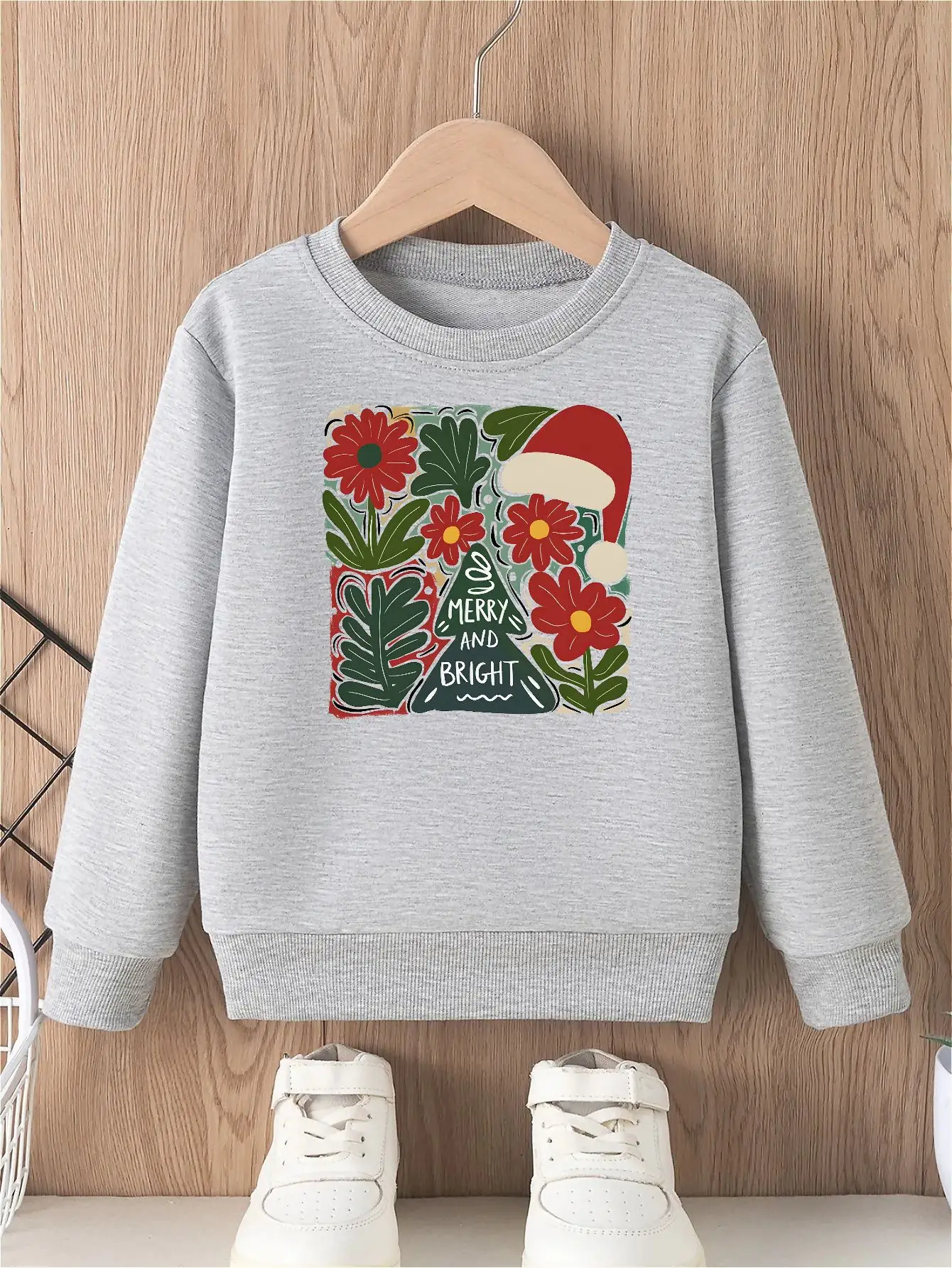 

Рождественская толстовка с капюшоном для девочек, повседневная толстовка для девочек, праздничная шляпа Санта-Клауса с цветочным принтом, удобные мягкие легкие уличные топы