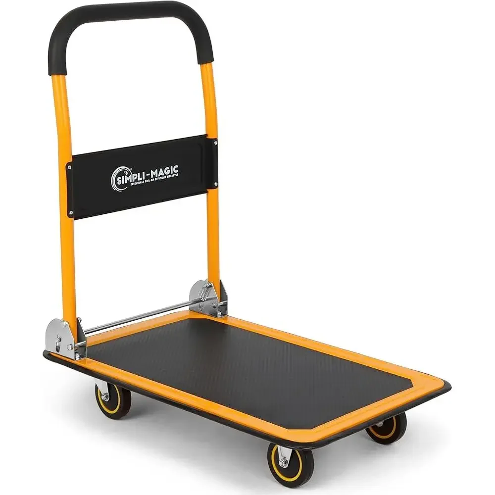 Push Cart Dolly Moving Platform Hand Truck Foldable 360 Degree Swivel Wheels Durable Storage Utility 440lb Weight Capacity