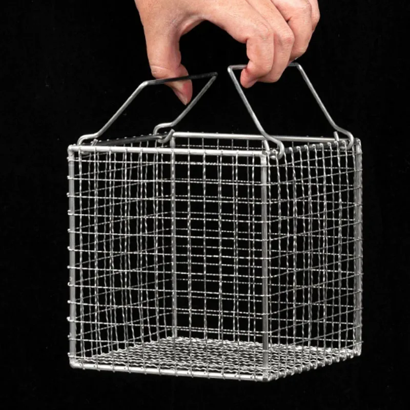 customized durable Laboratory 304 steel wire circular square fried mesh drain test tube disinfection cleaning basket