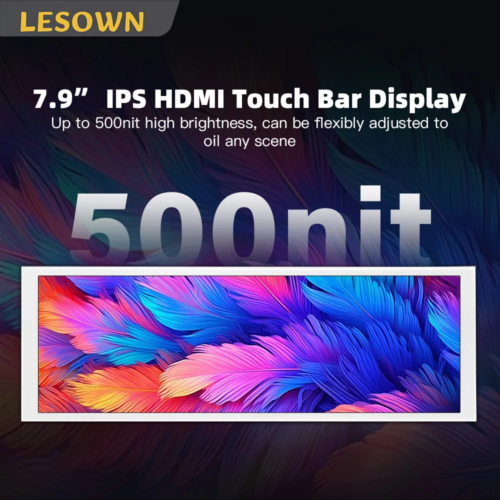 

LESOWN 7.9-Inch Stretched Strip Extra Display – Portable External Monitor 400x1280 IPS Secondary Screen for Productivity Laptop