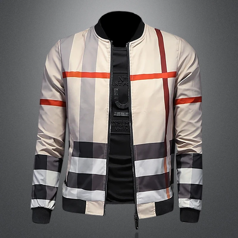 2024 Spring and Autumn Baseball Shirt, High Quality Striped Zipper Jacket, Fashionable and Casual Men\'s Slim Fit Jacket