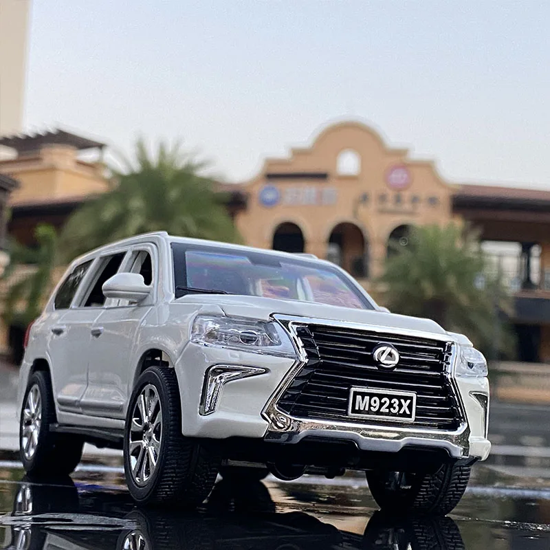 LEXUS-LX570 سيارات الدفع الرباعي نموذج سيارة سبيكة ، لعبة معدنية لعبة ، محاكاة عالية ، مجموعة الصوت والضوء ، هدية ، 1:24