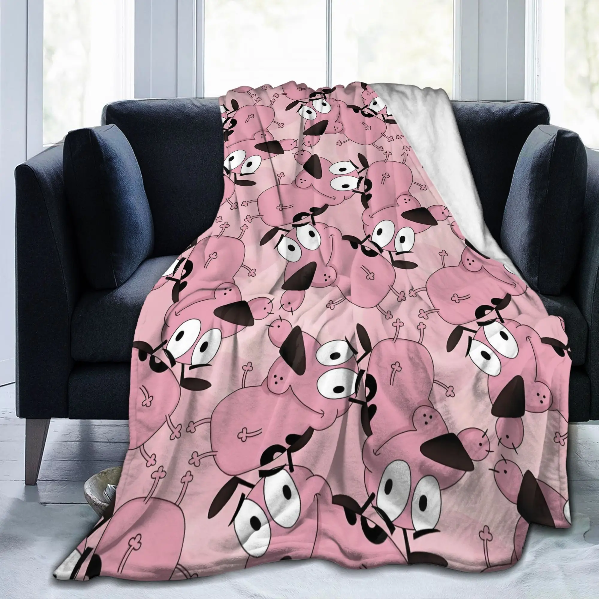 Custom Cobarde Courage Cowardly Dog Blankets Comfortable Soft Flannel Autumn Cute Miguru Dog Throw Blanket for Couch Home Bed