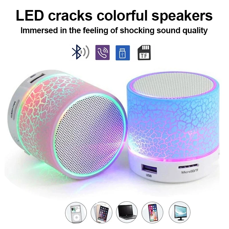 Bluetooth Mini Speaker Wireless Speaker Colorful LED TF Card USB Subwoofer Portable MP3 Music Sound Column For Car PC Smartphone