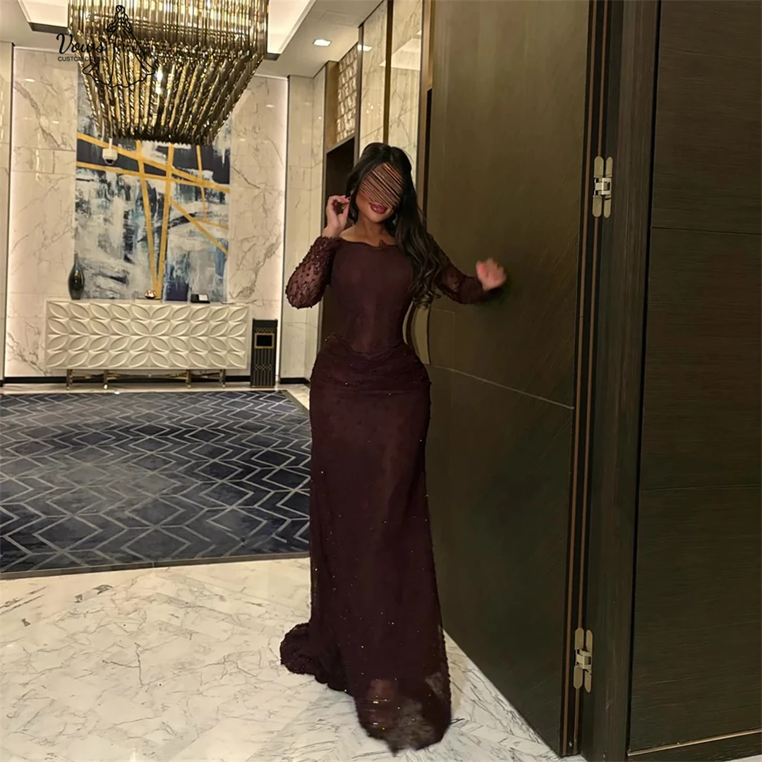 

Vows Line A Evening Dresses Woman Elegant Wedding Guest Dresses for Special Occasions Bead Embroidery Custom Made Off-shoulder