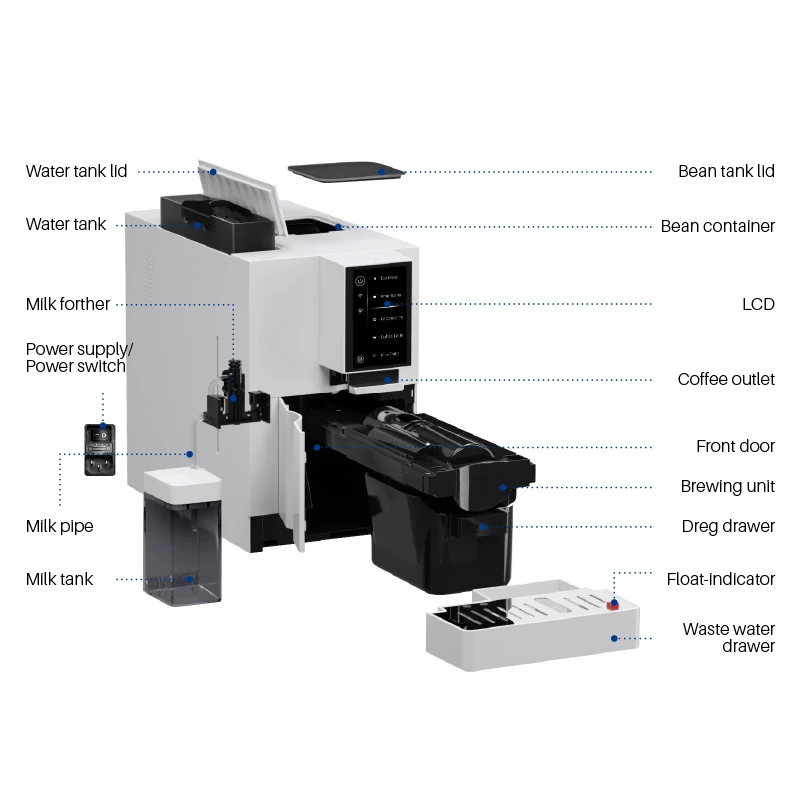 Fully Automatic  Coffee Maker Professional  Espresso Office Smart Coffee Machine Espresso Machine with Milk Tank