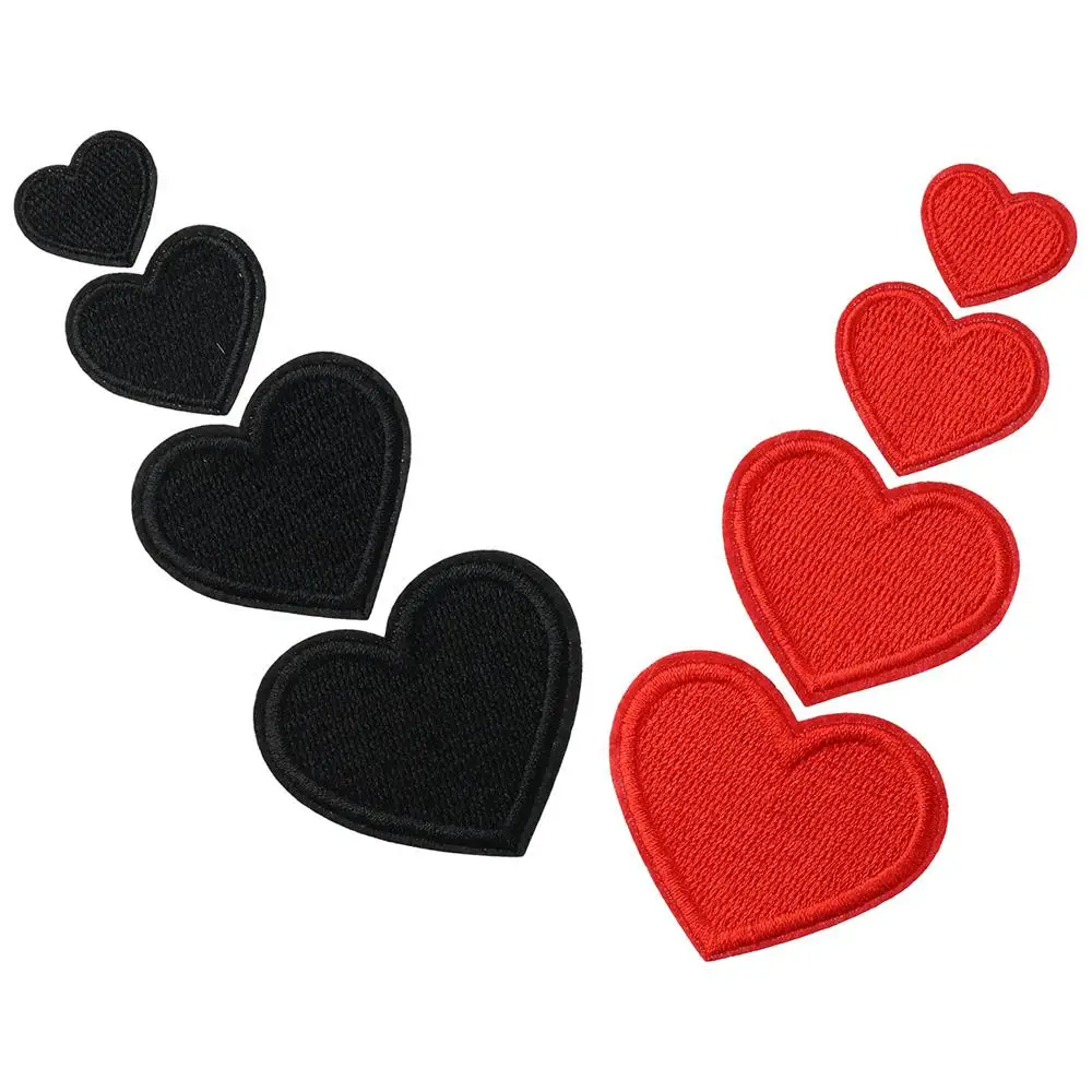 16/24/40 PCS Red Heart Shape Iron on Patches Mini Heart Iron-on sew-on Patches Embroidered Applique Decoration Patches 4 Sizes