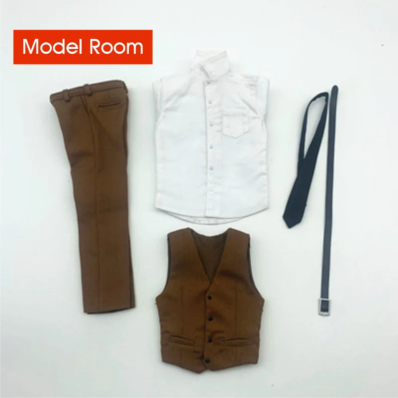 1/6 Scale Male Shirt Vest Pants Tie Belt Business Clothing Set Soldier Gentleman Clothes Model Fit 12\'\' Action Figure Body Dolls