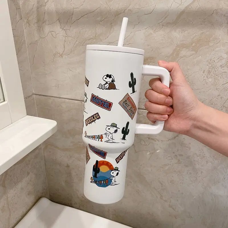 

Снупи мультфильм милый термос креативный Kawaii домашний автомобиль большая емкость молочный сок кофе холодный напиток чашка аниме периферийный подарок