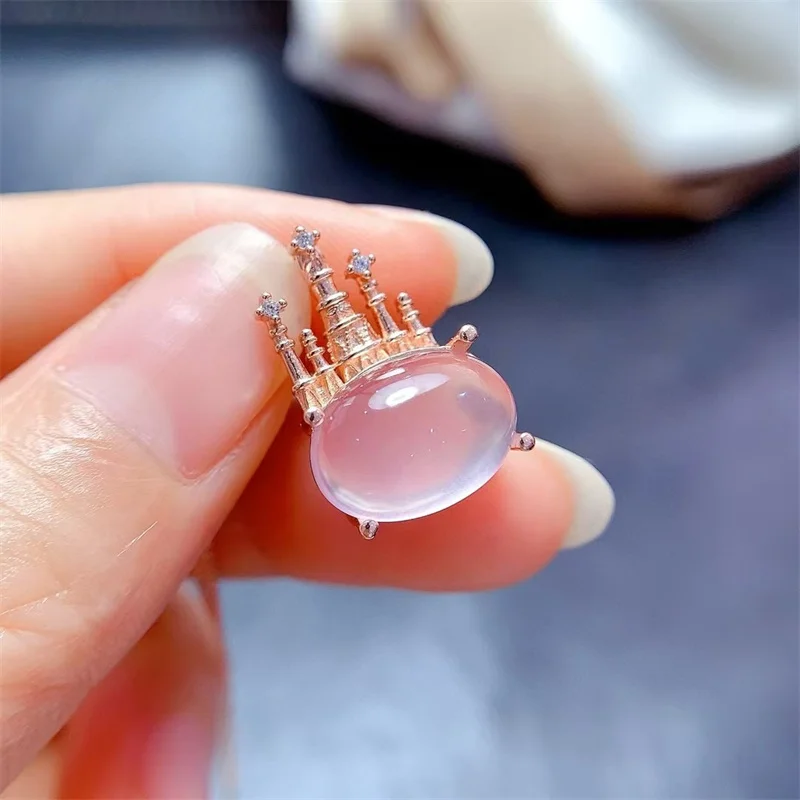

New 925 Silver Inlaid Natural Rose Quartz Pendant, Women's Pendant, Daily Wear