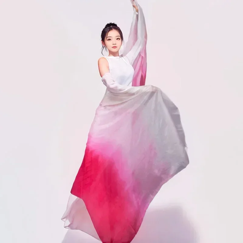 Belly Dance Women\'s 100% Real Silk Gradient Veil Lightweight Hand Thrown Scarf Shawl Veil for Adults Children