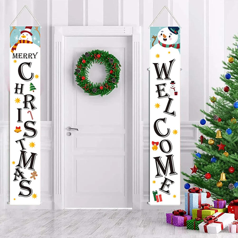 

Door Curtain Decoration Christmas Front Porch Banner Decorations Indoor Sign Merry Holiday Outdoor
