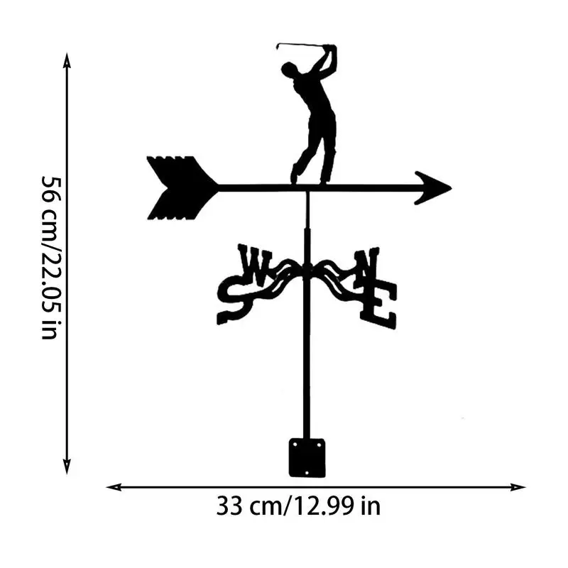 Weather Vanes for Yard Weather-Resistant Wind Vane Golf Design Direction Indicator Metal Spinner Rust-Proof Roof Mount for Porch