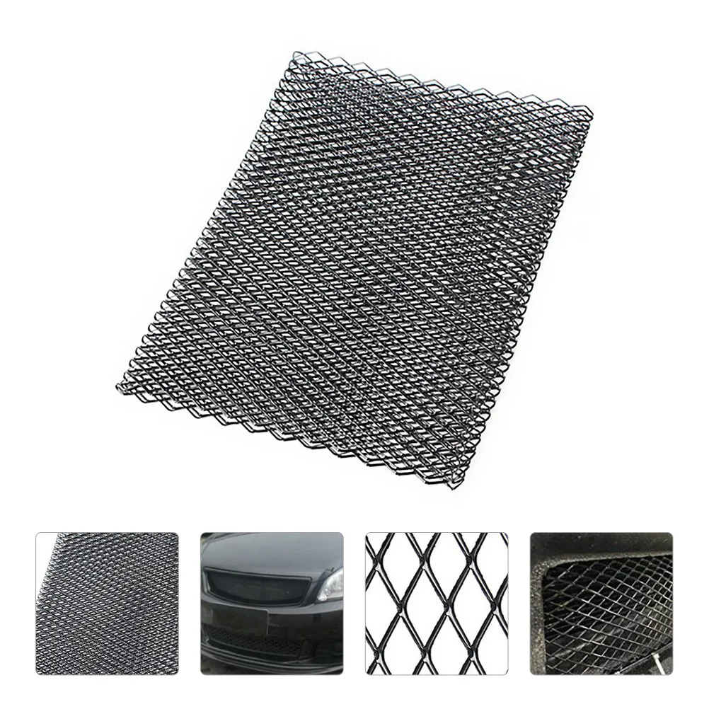 Aluminum Alloy Car Grill Mesh Black Universal Fit for Hood Vent Bumper Body Kit Easy Cut Install Radiator Debris Protection