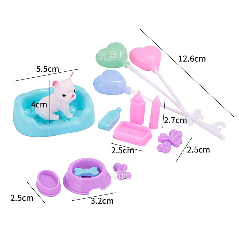 11.5CM 귀여운 소녀 공주 인형 1/12 BJD 인형 시뮬레이션 홈 침대 소파 세트 스윙 애완 동물 세트 소녀 놀이 집 액세서리 장난감