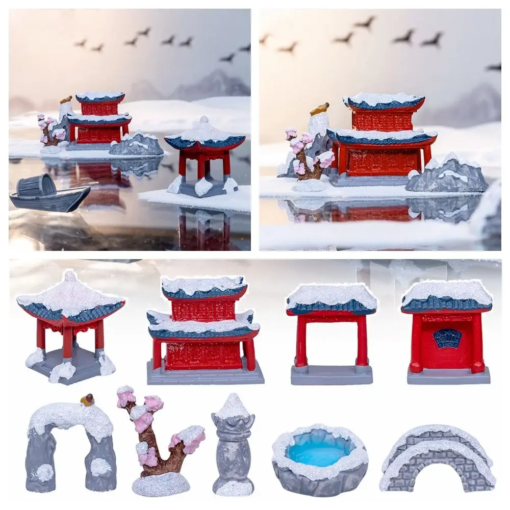 Multicolor Chinese-style Building Figurines Resin Ecological Bottle Ancient Construct Layout Fairy Garden DIY