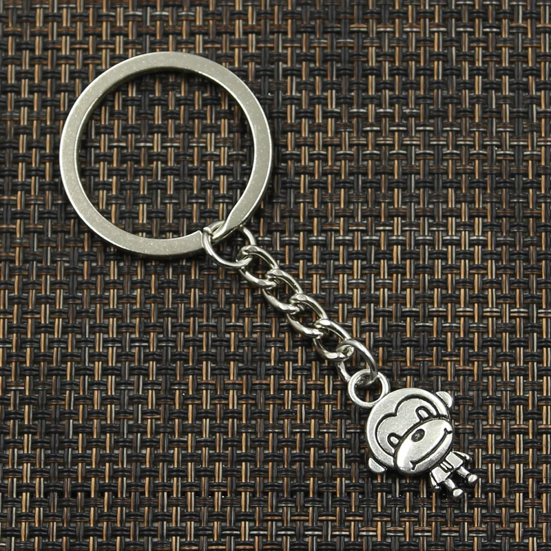 Fashion 30mm Key Ring Metal Key Chain Keychain Jewelry Antique Silver Color Plated Double Sides 3D Monkey 15x27mm Pendant