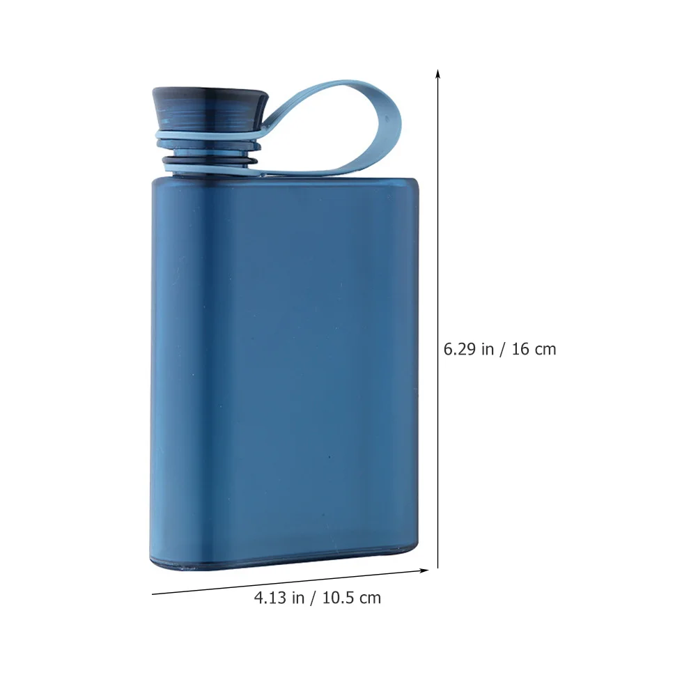 

Flat Water Bottle Portable Travel Flask Leak Proof Reusable Outdoor Sports Water Jug Rope Handle Clear Flat Kettle