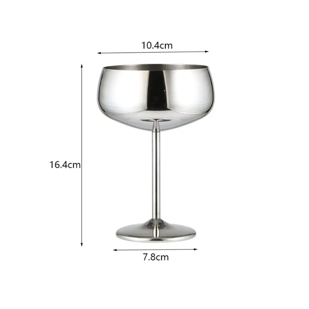 Vintage 450ml Stainless Steel Cocktail Glass Rustproof Unbreakable Goblet Wide Mouth Fall-resistant Champagne Glass Bar