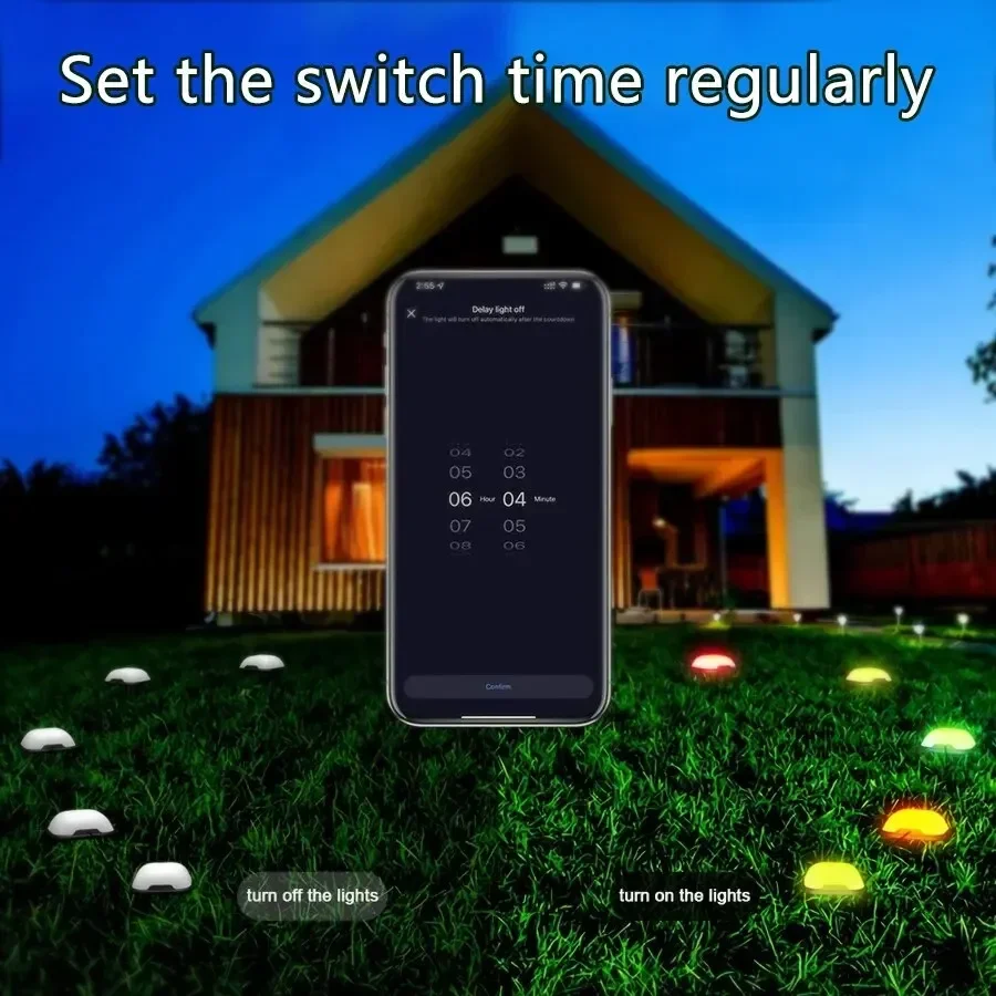 10 Meters Smart Lawn Lamp 20LED String Light RGB Remote Control Bluetooth App Dimmable Festoon for Outdoor Party Garden Decor