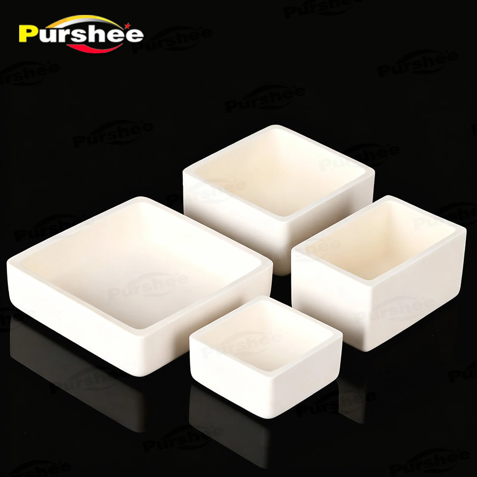 Large Size 99% Alumina Square Crucible No Cover 160‑400mm Ceramic Crucible Corrosion Resistant for Lab Furnace Sintering