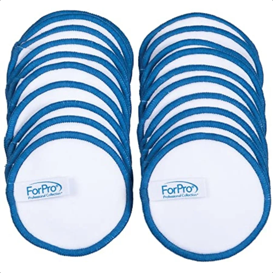 ForPro Profional Collection Expert Redondas de algodón reutilizables Paquete de 20 100 almohadillas desmaquillantes orgánicas y de bambú Incluye cordón