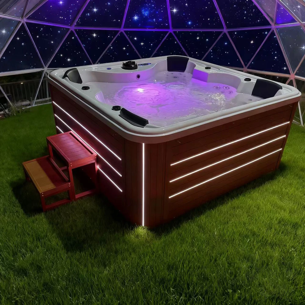 Jacuzzi Inteligente para 6 Personas, Bañera de Hidromasaje para Exteriores